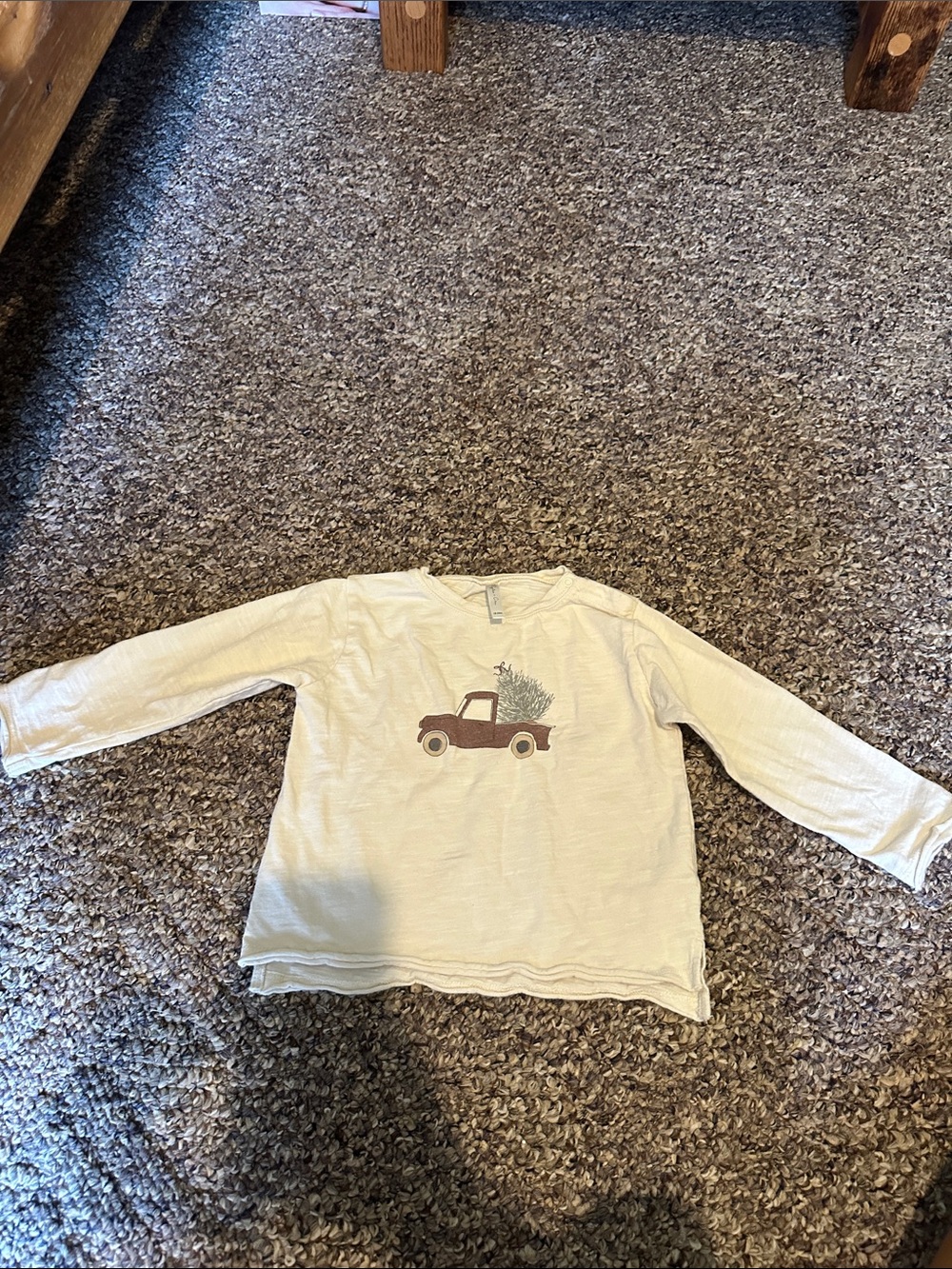 Rylee + Cru Cream Long-Sleeve Top with Brown Truck Graphic